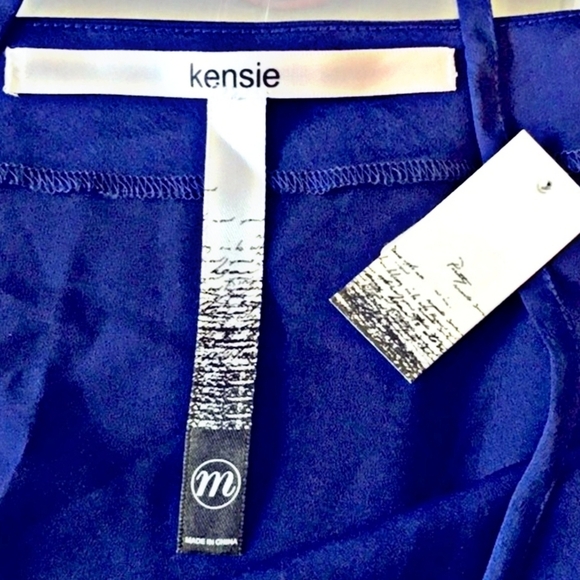 Kensie Hi-Low Silky Cami Top V-Neck Spaghetti Strap Sapphire Blue Tank M - Picture 4 of 7